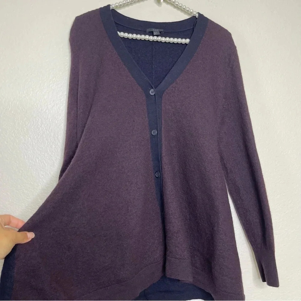 Cos Boiled 100% Wool Color Block V Neck Button Fr… - image 3